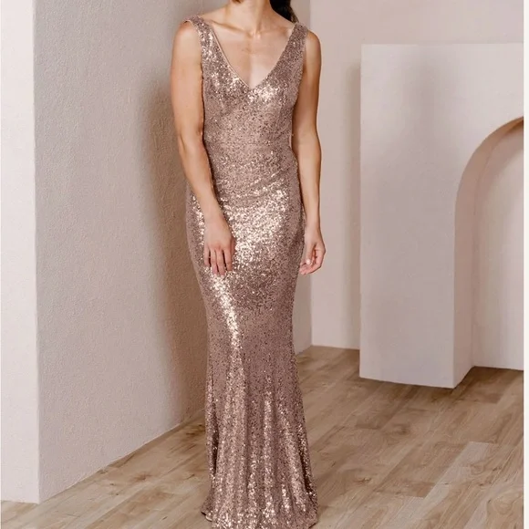 revelry rose gold dress Giselle Sequin Dress | Made To Order Matte Champagne